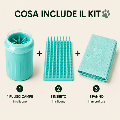 Contenuto della confezione del kit puliscizampe PawFRESH